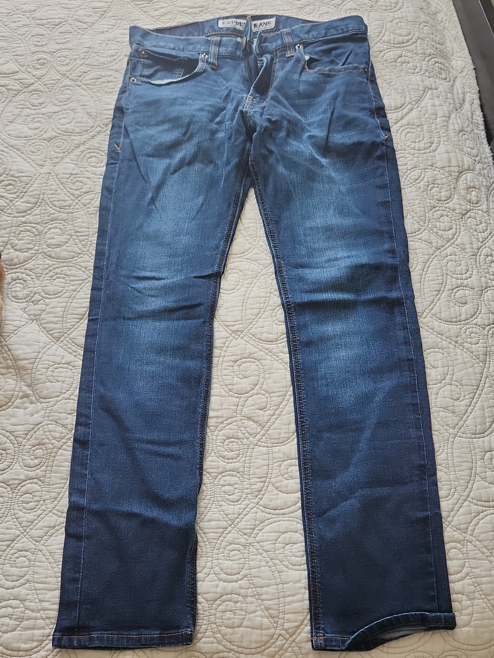 Men's Express Slim Straight Dark Blue Jeans